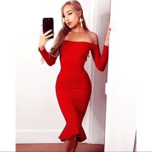 long sleeve bandage bodycon midi dress